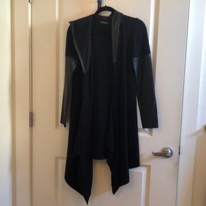 BlankNYC hooded cardigan with faux leather